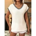 thumbnail image 5 of Women'S Sleeveless Sweater Casual V Neck Cap Sleeve Knit Pullover Tank Tops Creamy White XL, 5 of 9