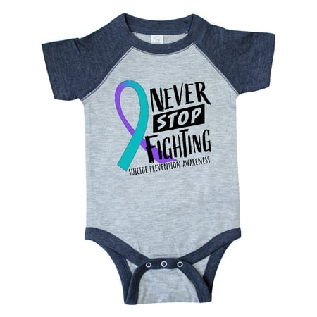 

Inktastic Never Stop Fighting Suicide Prevention Awareness Ribbon Gift Baby Boy or Baby Girl Bodysuit