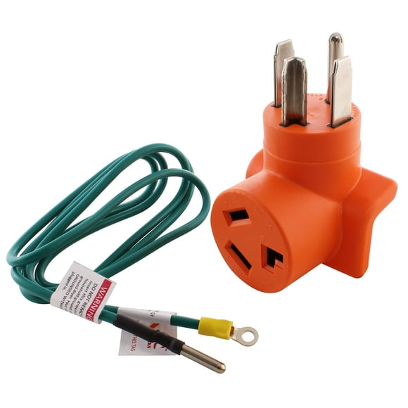 AC WORKS 30 Amp 4-Prong Dryer Wall Outlet Adapter (To 3-Prong 30A Dryer-Compact)