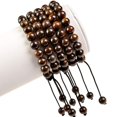 thumbnail image 2 of Natural Healing Power Gemstone Crystal Beads Unisex Adjustable Macrame Bracelets 8mm,Bronzite, 2 of 4