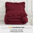 thumbnail image 7 of ANGENIA Full Size Comforter Sets Burgundy, 3 Pieces Farmhouse Elegant Ruffle Comforter Sets for Full Bed, All Season Soft Cozy Fluffy Shabby Chic Bed Set(79"x90" Comforter & 2 Pillowcases), 7 of 7