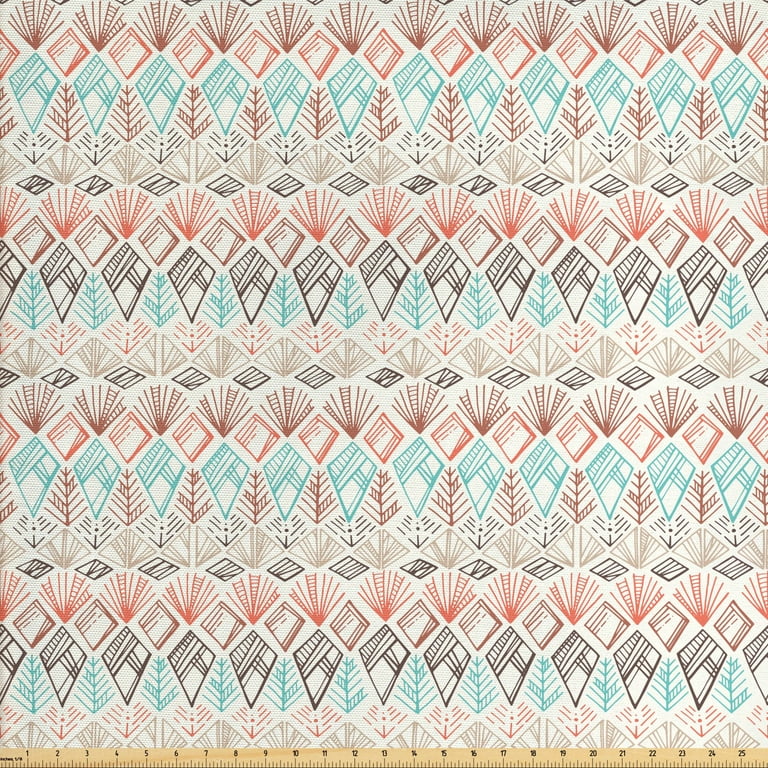 Boho Fabric by the Yard, Pastel Colored Geometrical Shapes Art Print  Peruvian Folkloric Retro, Upholstery Fabric for Dining Chairs Home Decor  Accents, Multicolor by Ambesonne 