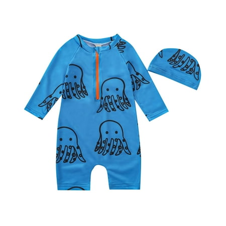 

NECHOLOGY Girls Swimsuit Cover up Toddler Baby Kids Girls Zipper Cartoon Animal One-Piece Beach Swimming Suits for Girls Swimwear Blue 4-5 Years