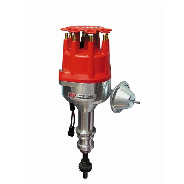 MSD Ignition Distributor 8479 Pro-Billet; For Use With Ford 289/302 Cubic Inch Engines; Without Ignition Control Module; Magnetic Trigger; Vacuum and Mechanical Advance; With Iron Gear