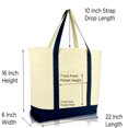 thumbnail image 2 of DALIX 22" Extra Large Cotton Canvas Zippered Shopping Tote Grocery Bag in Navy Blue, 2 of 6