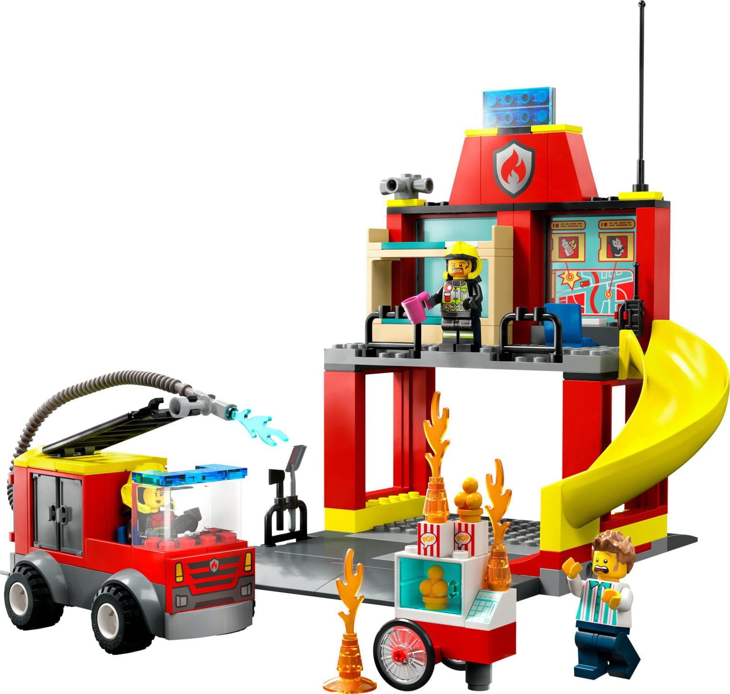 LEGO City Fire Station and Fire Engine  60375, Pretend Play Fire Station with Firefighter Minifigures, Educational Vehicle Toys for Kids Boys Girls Age 4+