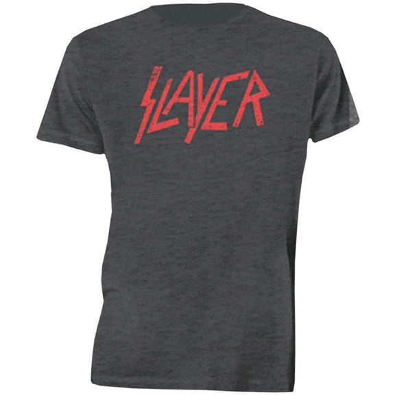 Men's Slayer Distressed Logo T-shirt Small Grey