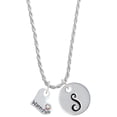 thumbnail image 1 of Delight Jewelry Heart with ''Water Polo'' and AB Crystal Silvertone Script Initial Disc - S - Charm Necklace, 20"+3", 1 of 4