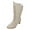 White, variant on Fesfesfes Women Boots Shoes Winter Warm Mid Heel Casual Retro British Style Solid Color Lace-up Pointed Mid-calf 9.5(43)