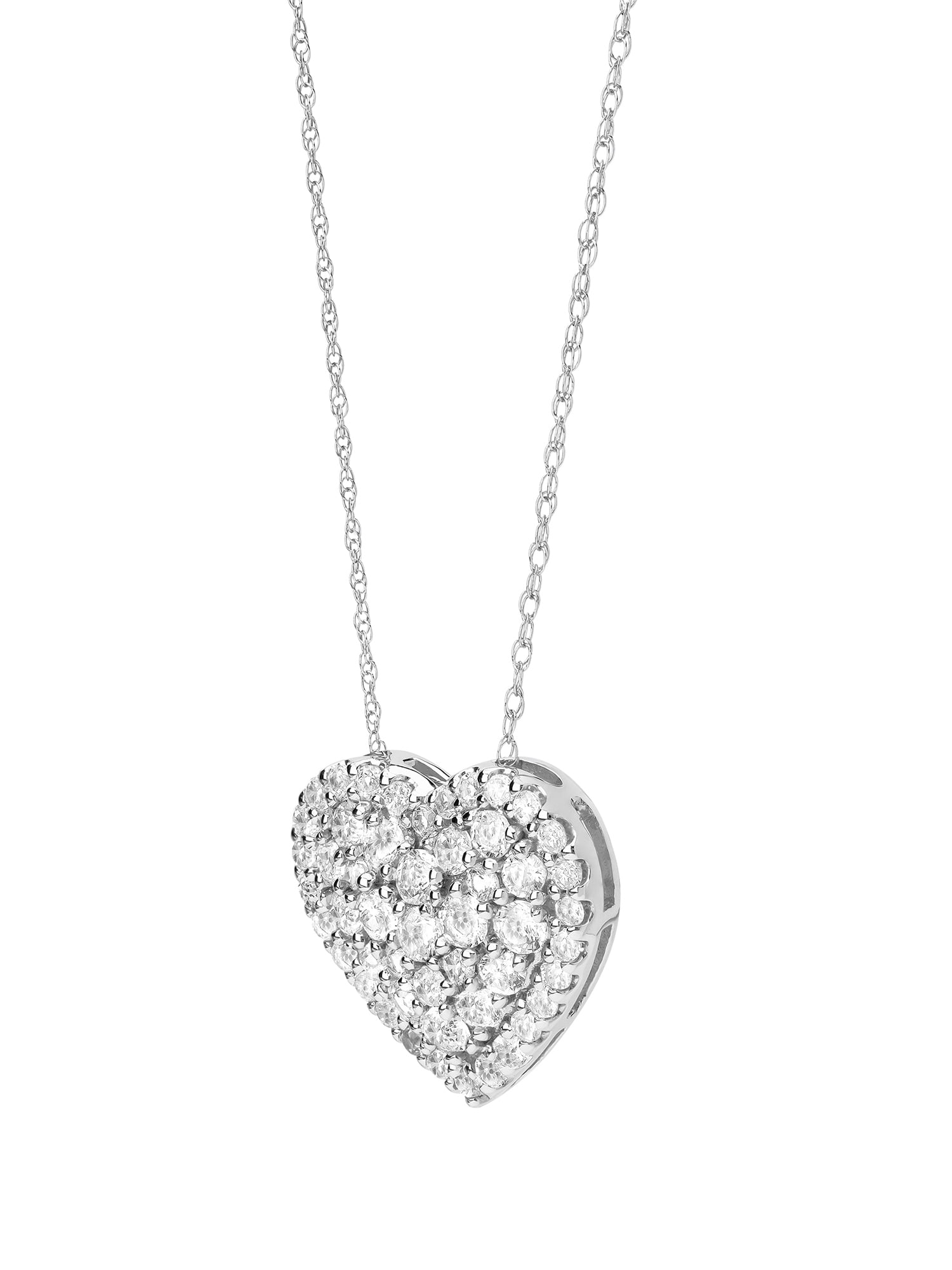 Created White Sapphire Sterling Silver Heart Halo Women's Necklace