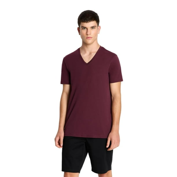 Camiseta Armani Exchange Basic Pima con cuello en V para hombre Wine M