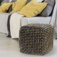 thumbnail image 5 of LR Home Medium Embroidered Geometric Indoor Square Pouf, Black/Yellow, 16" x 16" x 16", 5 of 7