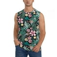 thumbnail image 2 of Lsque Rose Flowers Print Men's Cotton Blend Sleeveless Muscle Shirts (S-3XL)- Moisture Wicking, Odor Protection, UPF 30+,Small, 2 of 8