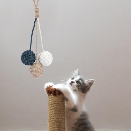 Cat Toy Ball Durable er Sisal Scratching Interactive Pet for Kitten Training Tool Indoor Cats Pet Supplies ing Blue Beige White