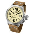 thumbnail image 2 of Mens XXL Stainless Steel Case Canteen Brown Leather Beige Dial Silver Watch - CS12, 2 of 5