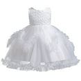 thumbnail image 4 of Kids White Girls Dress Ruffle Sleeveless Toddler Formal Dresses Girls Fancy Dresses Hallowmas Dresses for Toddler Girls 3-4Y, 4 of 5