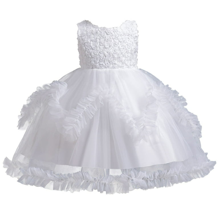 JUoaLXG Juniors Girls Casual Dresses Solid Color Irregular Mesh Lace Round  Neck Sleeveless Knee Length Wedding Puffy Princess DressStreetwear,White,5-6  Years - Walmart.com