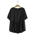 thumbnail image 2 of Women's Plus Size Tops Summer Flowy Crew Neck Short Sleeve Babydoll Shirts Casual Loose Solid Color Blouses (2XL, Black), 2 of 3