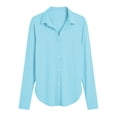 thumbnail image 6 of Plus Size Women's Solid Color Casual Long Sleeve Collared Sun Protection Shirt | CSEONE,Light Blue 3XL, 6 of 6