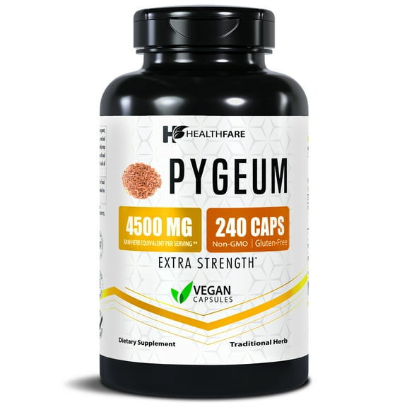 HealthFare Pygeum Africanum 4500mg | 240 Vegan Capsules | Ultra Standardized Bark Extract | Herbal Supplement | Non-GMO, Gluten-Free | Made in the USA