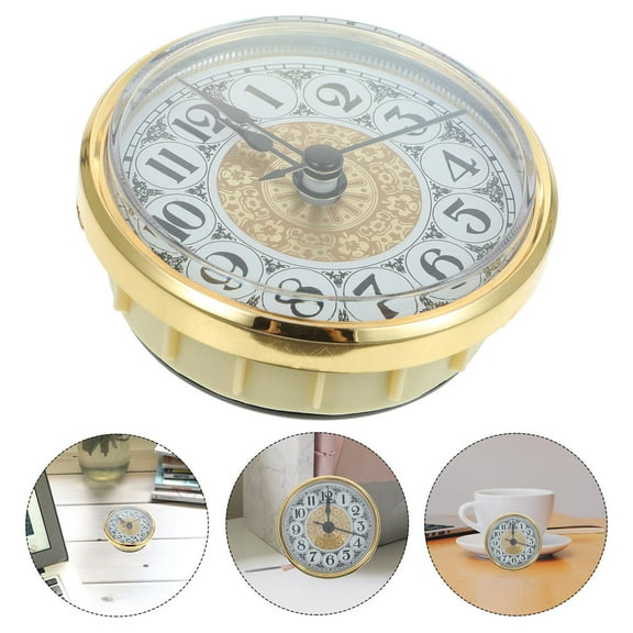 QIFULL Clock Insert 70Mm Golden Arabic Numerals Plastic Case Ideal for Office Home School