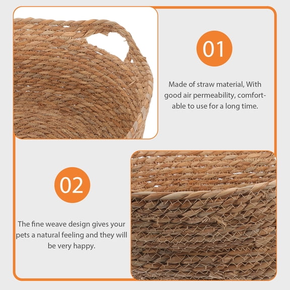 BESTYASH Indoor Straw Woven Cat Bed with Good Air Permeability and Durable Construction