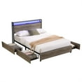thumbnail image 2 of Miniyam Metal Queen Size Bed with Storage Headboard, Charging Station, Drawers for Adult, Gray, 2 of 8