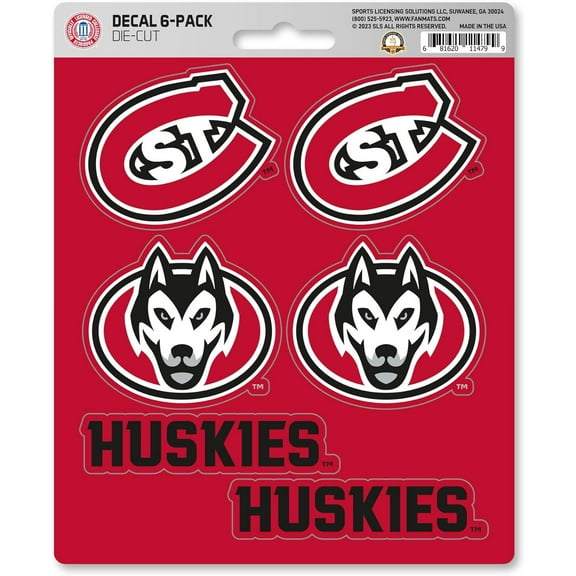 St Cloud State University Huskies 6-Piece Decal Sticker Set, 5x6 Inch Sheet, Gift for football fans for any hard surfaces around home, automotive, personal items
