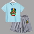 thumbnail image 3 of Conjunto de 2 piezas de camiseta y pantalones cortos divertidos de verano para niños y adolescentes, juego de lucha de algodón, Anime, Cosplay, ropa informal para niño y niña, conjunto para bebé, 3 of 5