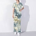 thumbnail image 2 of BiZtdJrK Scrubs Sets for Women Nurse Scrub Uniform Fashion Printed Short Sleeve V Neck Tee Tops and Loose Wide Leg Pants 2 Piece Outfits Holiday Sales Multicolor M, 2 of 7