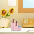 thumbnail image 6 of Pencil Holders Pens Cup Pencil Organizer, 4 Compartment Plastic Cute Pencil Holder for Desktop Supplies and Accessories, Multifunctional Desk Organizer for Office Home(Pink), 6 of 7