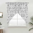 thumbnail image 5 of Grey Flower Kitchen Window Curtains, Swag Curtains Valance for Bedroom Living Room Bathroom, Vintage Farmhouse Boho Leaf Spring Plant Rod Pocket Window Treatment Curtain Block Drapes 2 Panels 36"x63", 5 of 9