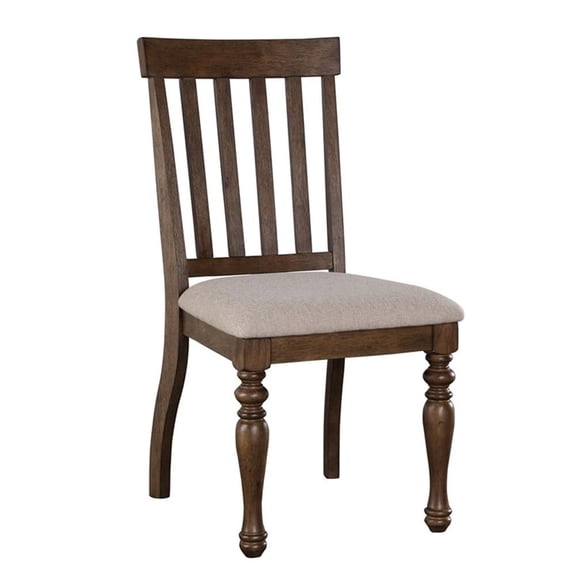 Pemberly Row Polyester Upholstered Side Chair in Brown (Set of 2)