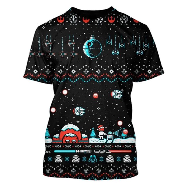 Camiseta de manga corta con estampado 3d para hombre, camiseta informal de moda con gráficos de ambiente festivo navideño, Top cómodo con cuello redondo Pop