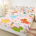 thumbnail image 3 of Homewish Kawaii Dinosaur Animal Twin Sheet Sets, Cartoon Style Twin Fitted Sheet, Teens Kids Boys Girls Flat Sheet, Microfiber Bedroom Decor, 3 Pieces, 3 of 7