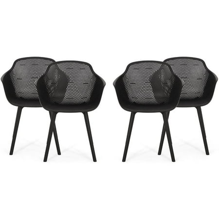 Waylon Outdoor Modern Dining Chair, Set of 4, Black