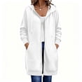 thumbnail image 4 of cocolona Long Hoodies for Women Fall Winter Casual Zipper Sweatshirts Jackets Long Sleeve Oversized Tunic Coats with Pockets, 4 of 7