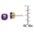 thumbnail image 2 of Primal Gold 14 Karat Yellow Gold 7mm Cushion Amethyst Checker Earrings, 2 of 4