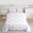 thumbnail image 3 of Homewish Cartoon Bowtie Bowknot Full Size Comforter Sets,Cute Ribbon Bow Bedding Comforter Set,Purple White Bedding Sets For Girl Teens,Luxury Bedroom Decor,3 Pieces, 3 of 9