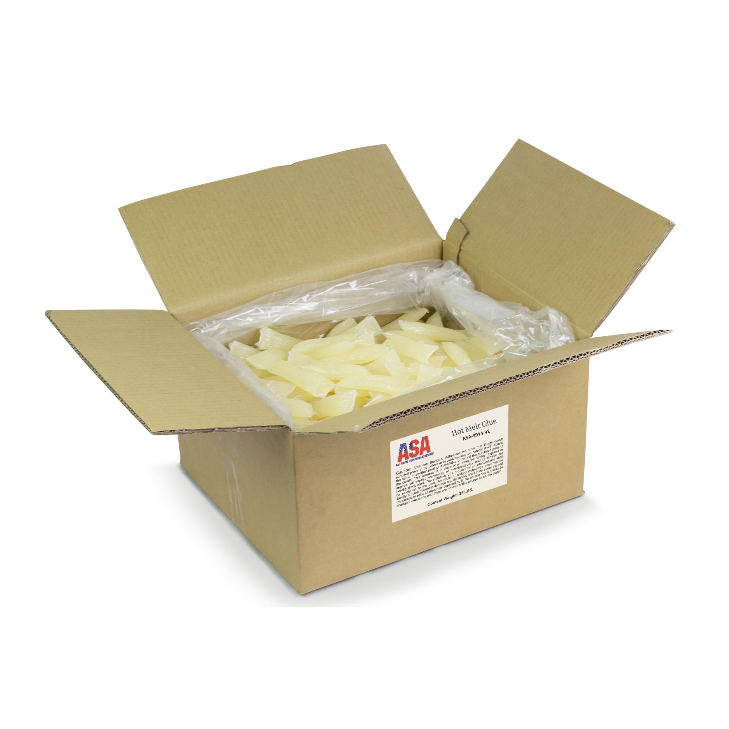 ASA Hot Melt Adhesive for High-Speed Labeling & Secure Bottle Bonding, 35 lbs