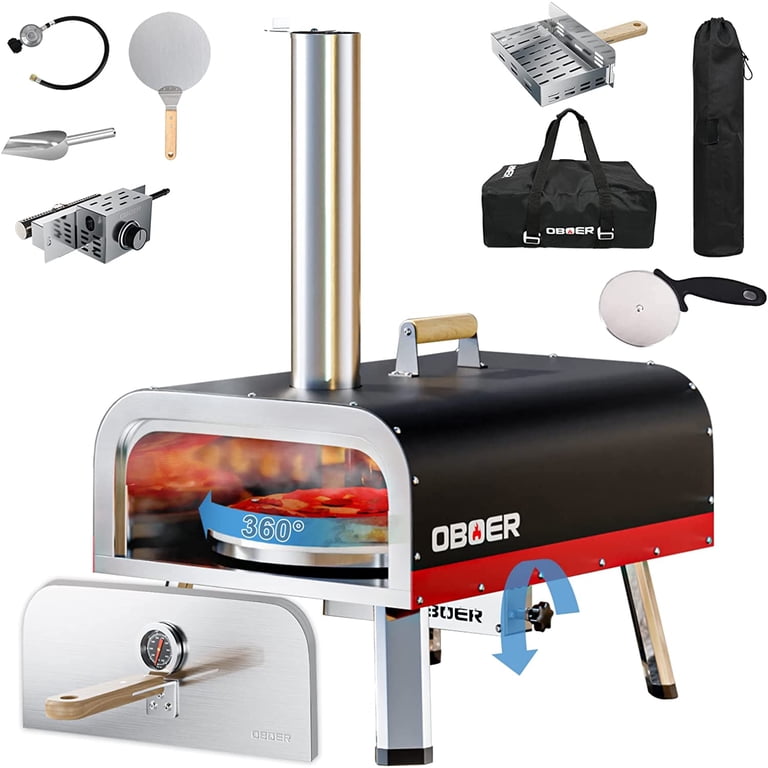 ABORON Outdoor Stainless Steel Pizza Oven ,13 Multi-Fuel Side Rotatable Pizza  Ovens, Portable Wood Fired u0026 Gas Pizza Oven ,With Gas Burner,Tray Pizza  Stone , Pizza spatula u0026 Carry Bag - Walmart.com