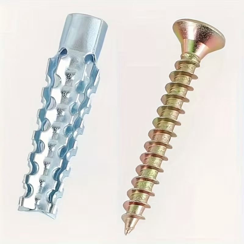 50-Piece Anti-Loosening Metal Expansion Screws Set - Serrated Expansion Tubes & Self-Tapping Screws for Brick and Concrete Walls