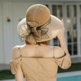 thumbnail image 4 of MANHUJI Hats For Women Fashionable Women Hat Bridal Wedding Church Tea Party Wide Brim Summer Sun Cap Cloche Hats For Women (Khaki,One Size), 4 of 6