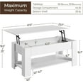 thumbnail image 3 of CRXX Lift Top Coffee Table with Hidden Compartment and Storage Shelf, Rising Tabletop Dining Table for Living Room Reception Room, 47.5in L, White, 3 of 10