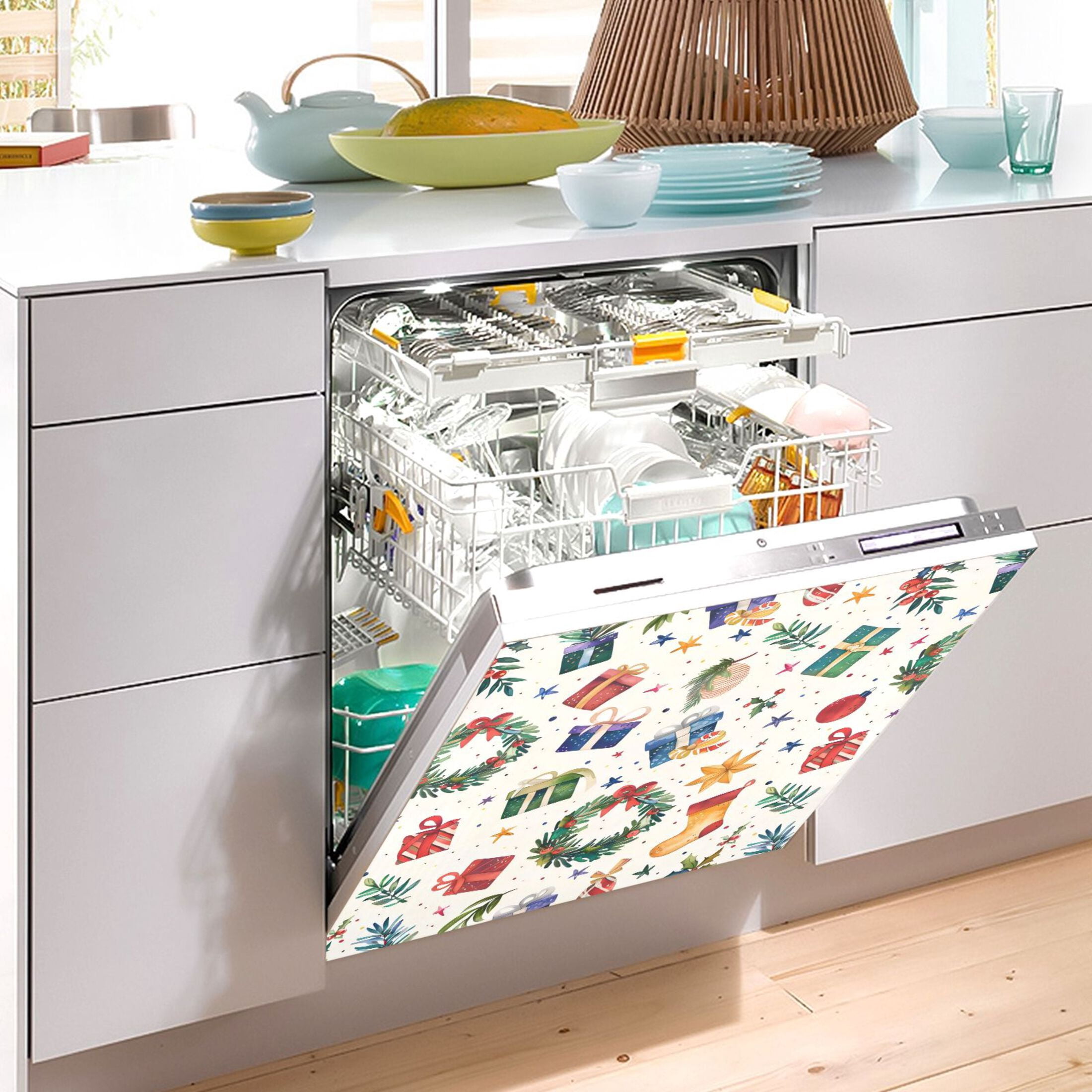 Dishwasher Magnetic Sticker 23x26 Inch Refrigerator Magnetic Sticker Washing Machine Magnetic Sticker Kitchen Panel Magnetic Sticker Home Decor Cartoon Christmas Gift