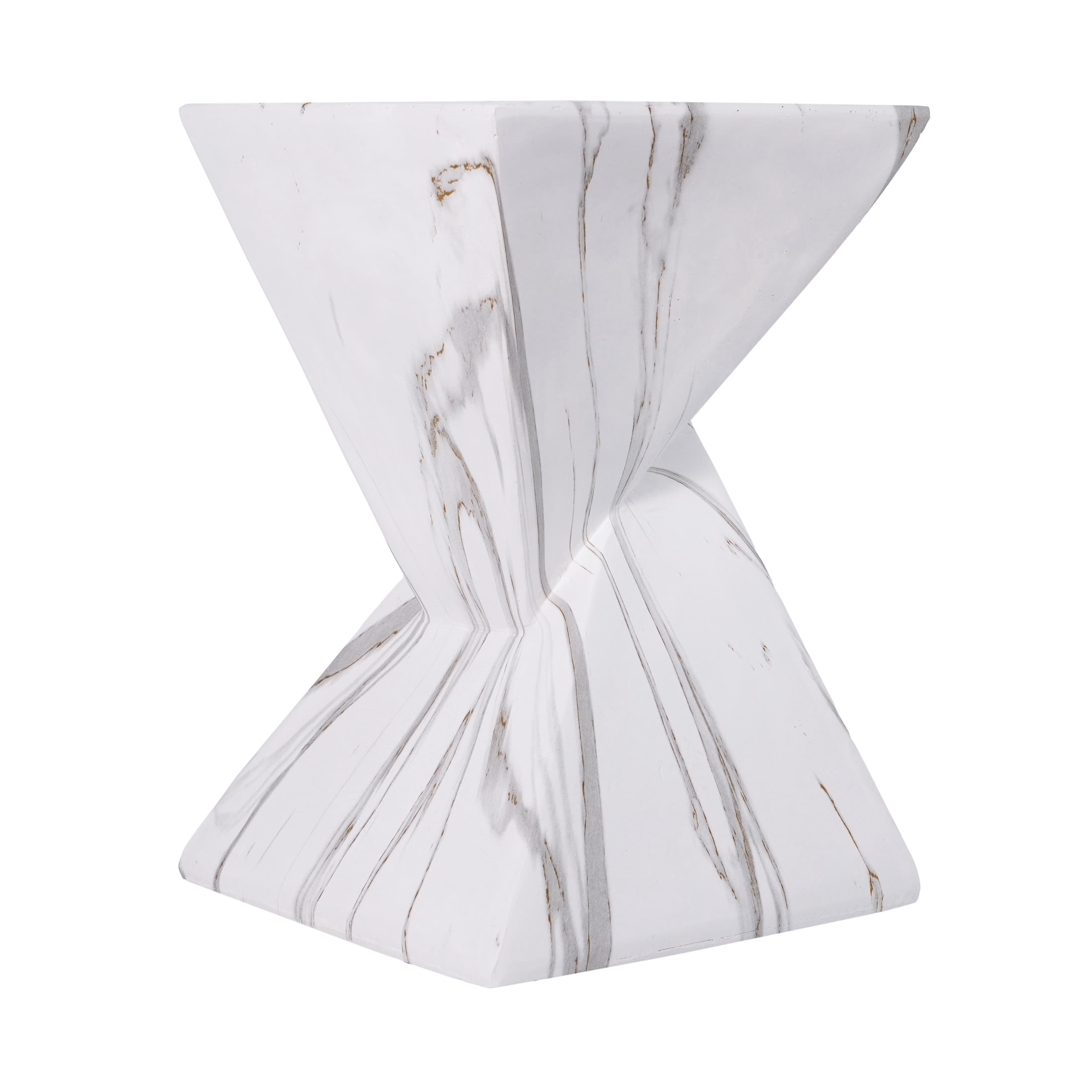 Christopher Knight Home 18.5" Modern Geometric Concrete Accent Side Table, White Marble