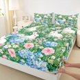 thumbnail image 3 of Homewish Cute Rabbit Bed Sheets,Pink Flower Blue Hydrangea King Sheets,Rustic Animal Sheet Set For Girls Kids,Breathable Home Decor,4-Piece, 3 of 7
