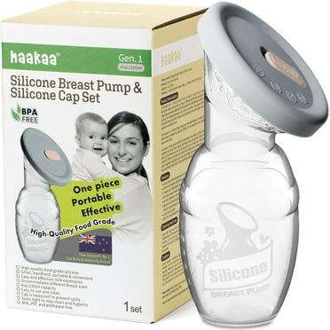 haakaa Manual Breast Pump Breastfeeding Pump with Food Silicone Cap 4oz/100ml 4 oz/100 ml Lid