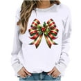 thumbnail image 2 of Wancir Christmas Sweatshirt Women Xmas Bow Graphic Sweatshirts Round Neck Long Sleeve Pullover Tops Vacation Loose Blouses, 2 of 6