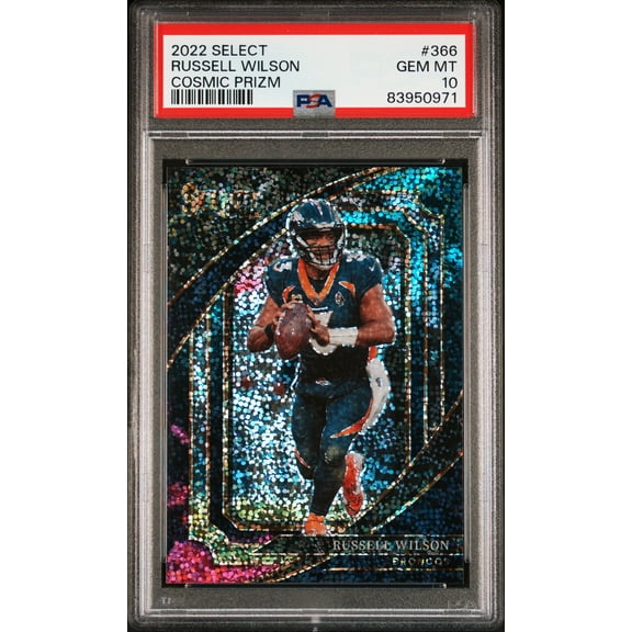 Russell Wilson 2022 Panini Select Suite Level Cosmic Prizm Card #366 PSA 10